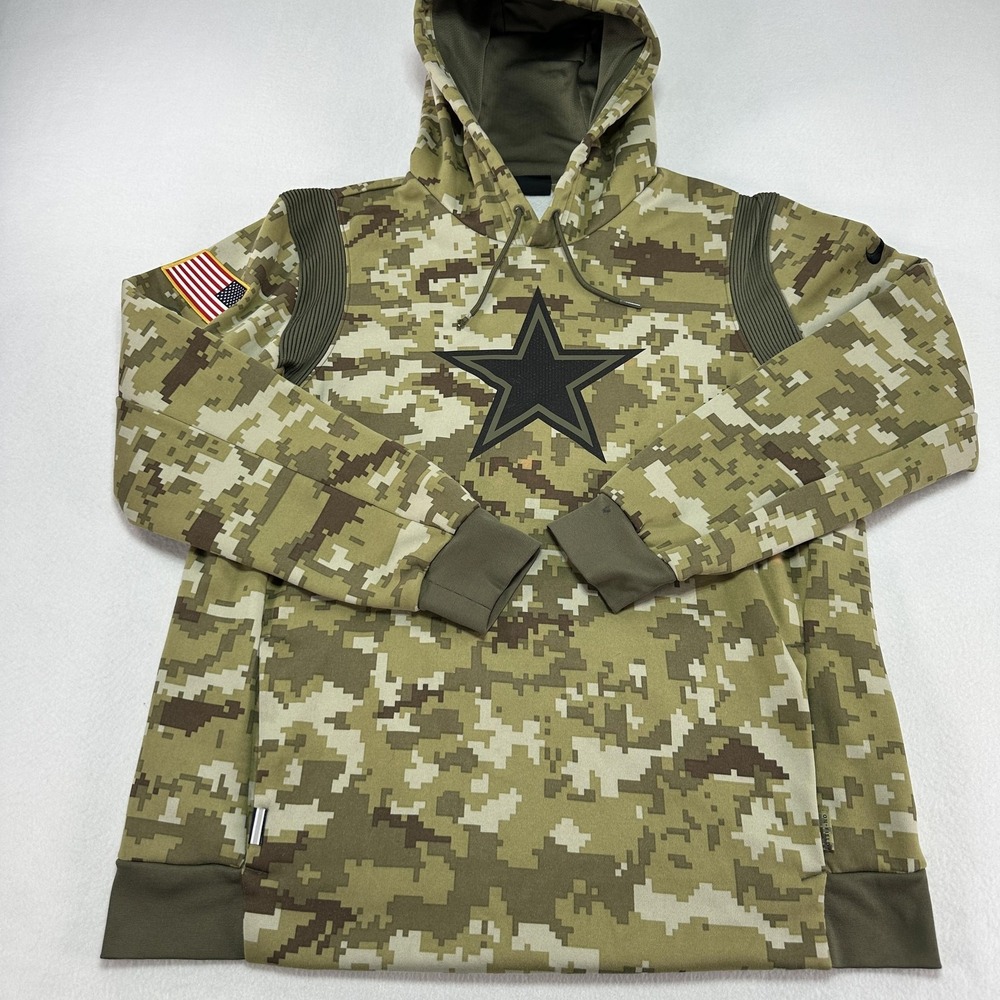 Nike Salute To Service Dallas Cowboys Hoodie Mens Large Therma Fit Camo On Field